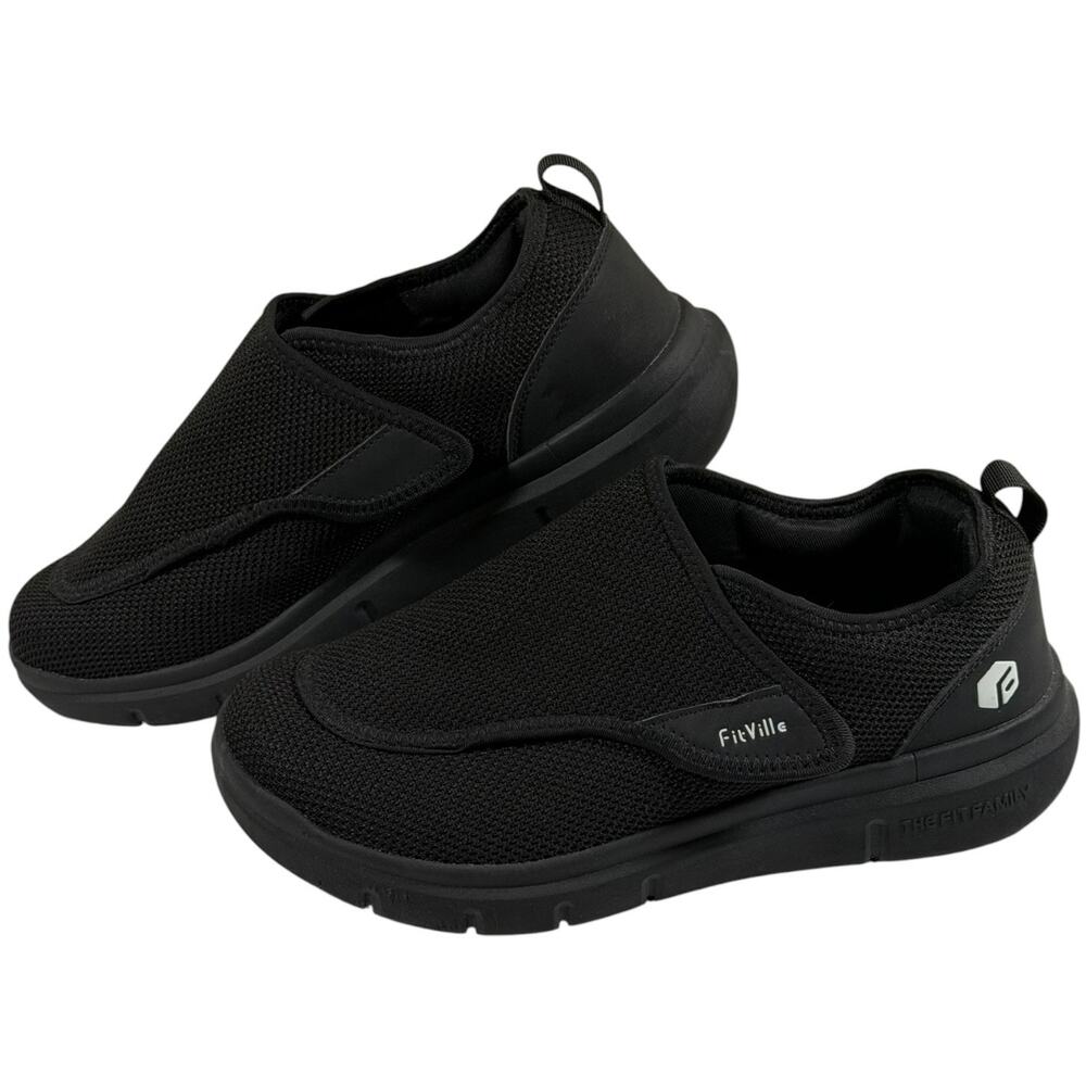 FitVille Easy Top Wings V2 Comfort Shoes Mens 10.5 Wide Black Wide Toe Box